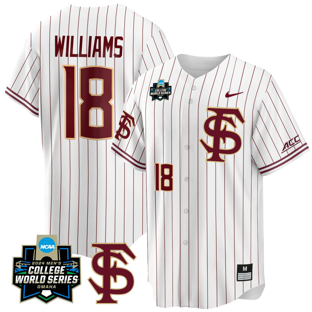 Men's Florida State Seminoles 2024 College World Series Vapor Premier Limited Jersey V1 - All Stitched