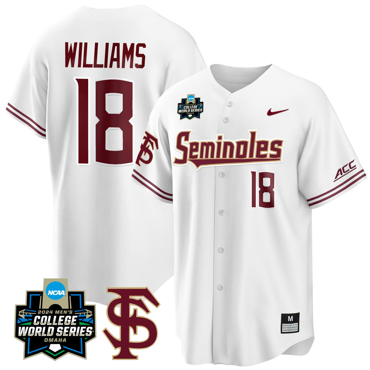 Men's Florida State Seminoles 2024 College World Series Vapor Premier Limited Jersey V1 - All Stitched