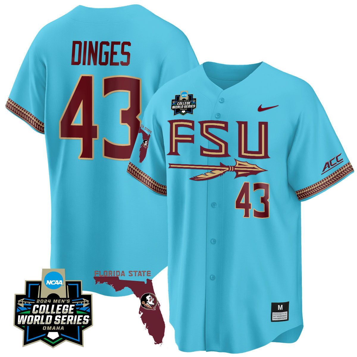 Men's Florida State Seminoles 2024 College World Series Vapor Premier Limited Jersey V2 - All Stitched