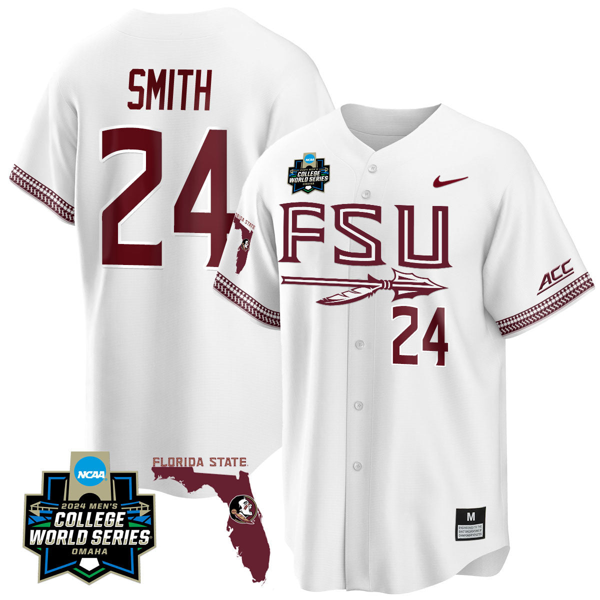 Men's Florida State Seminoles 2024 College World Series Vapor Premier Limited Jersey V2 - All Stitched