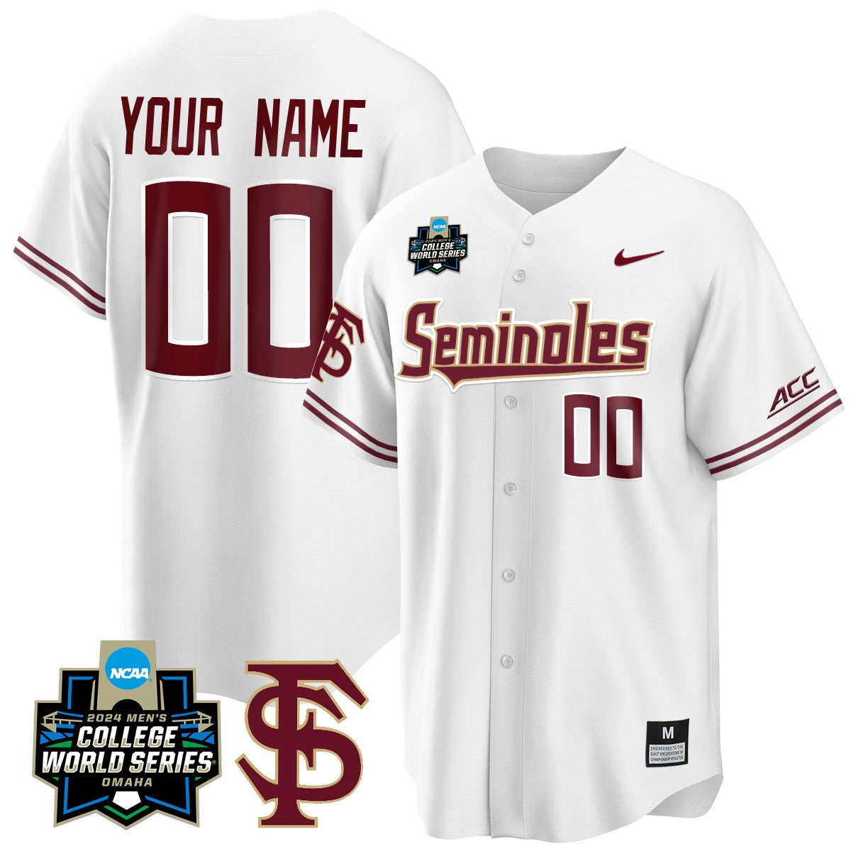 Custom Florida State Seminoles 2024 College World Series Vapor Premier Limited Jersey V1 - All Stitched