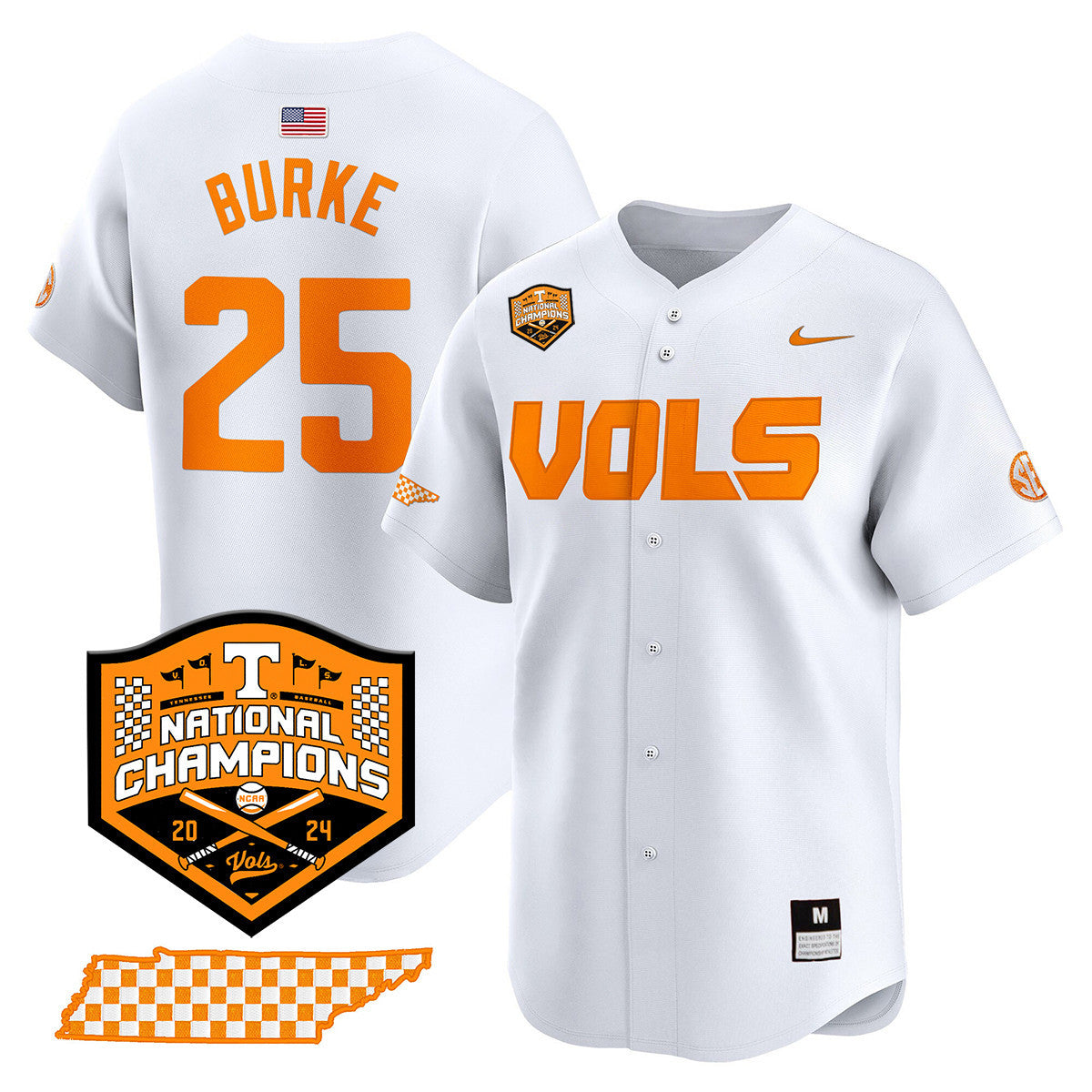 Men's Tennessee Volunteers 2024 National Champions Vapor Premier Limited Jersey V1 - All Stitched