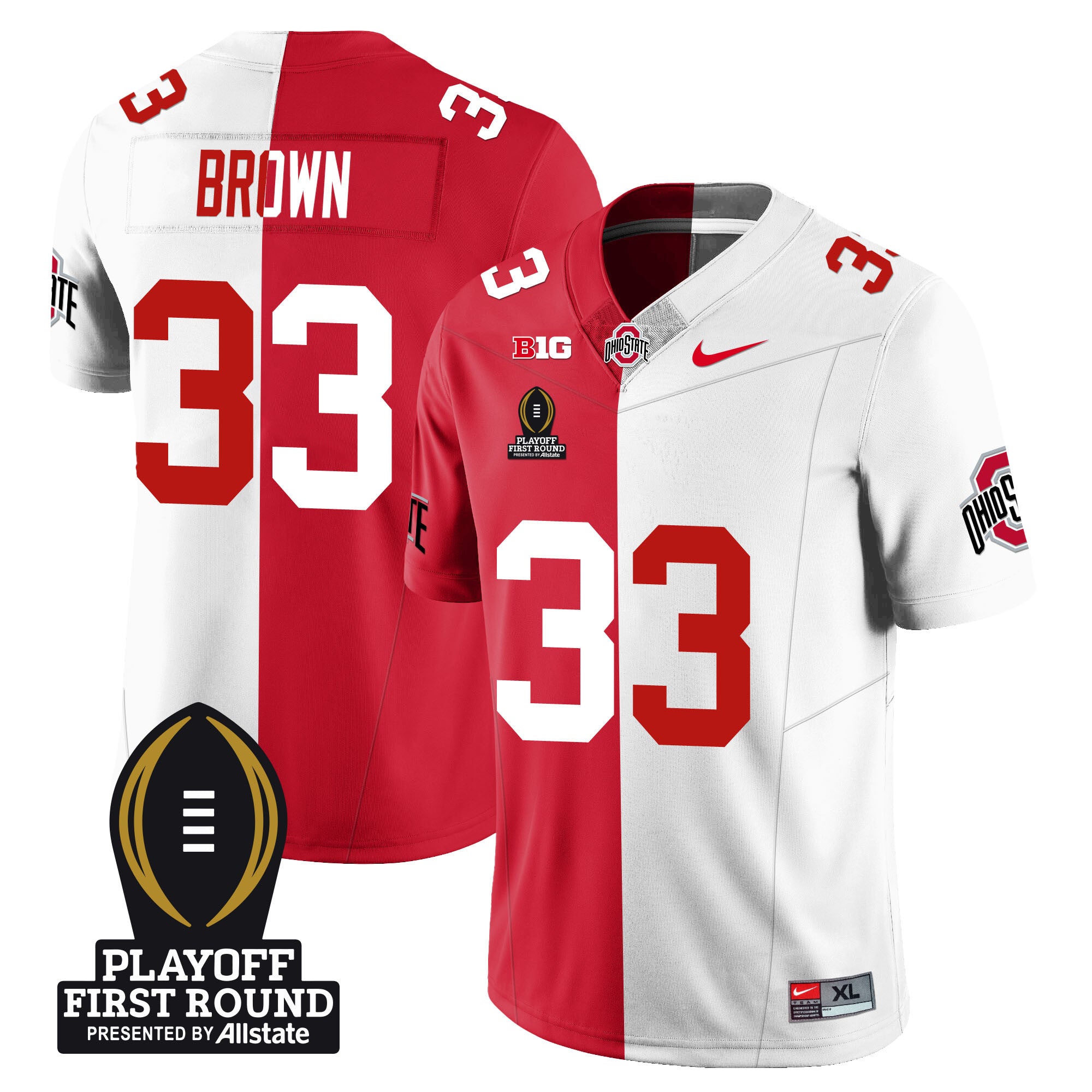 Men's Ohio State Buckeyes Football - Playoff First Round Patch - All Stitched
