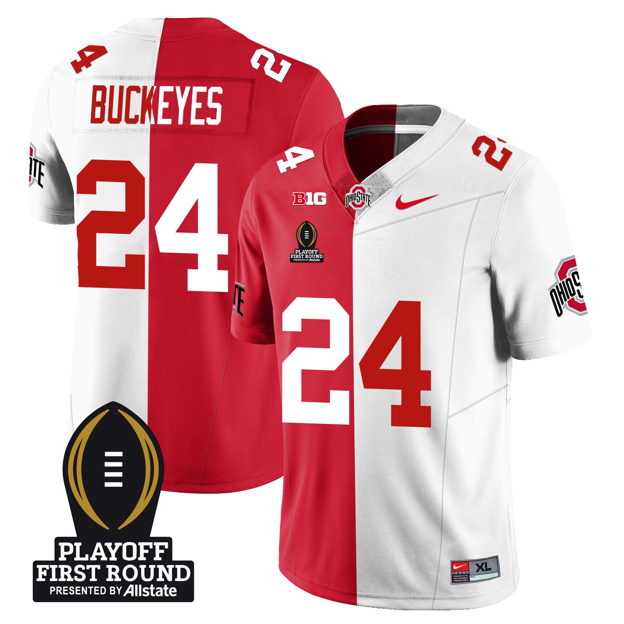 Men's Ohio State Buckeyes Football - Playoff First Round Patch - All Stitched
