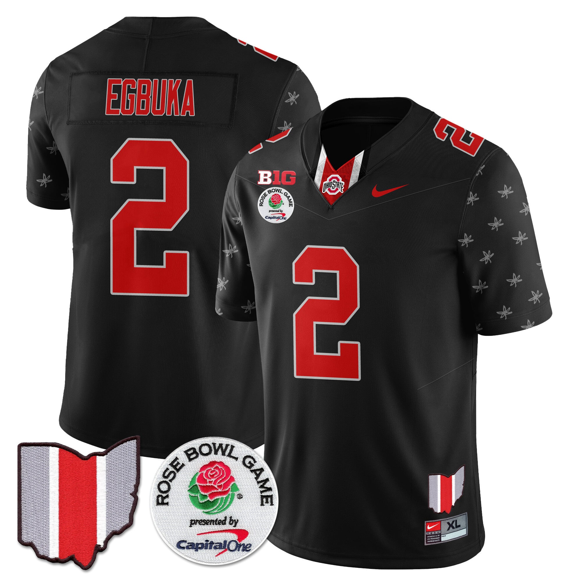 Men's Ohio State Buckeyes 2024 Rose Bowl Jersey N1 - All Stitched