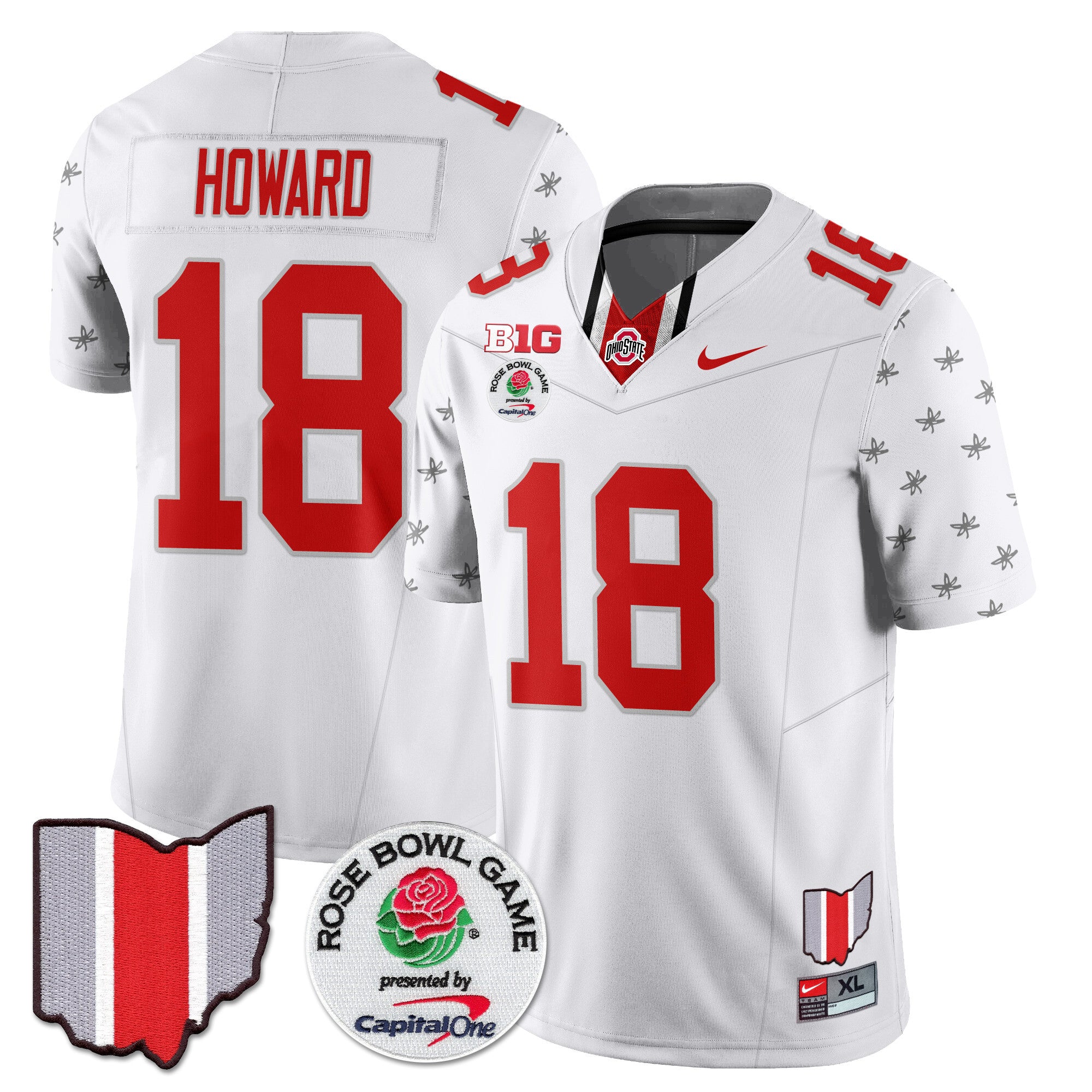 Men's Ohio State Buckeyes 2024 Rose Bowl Jersey N1 - All Stitched