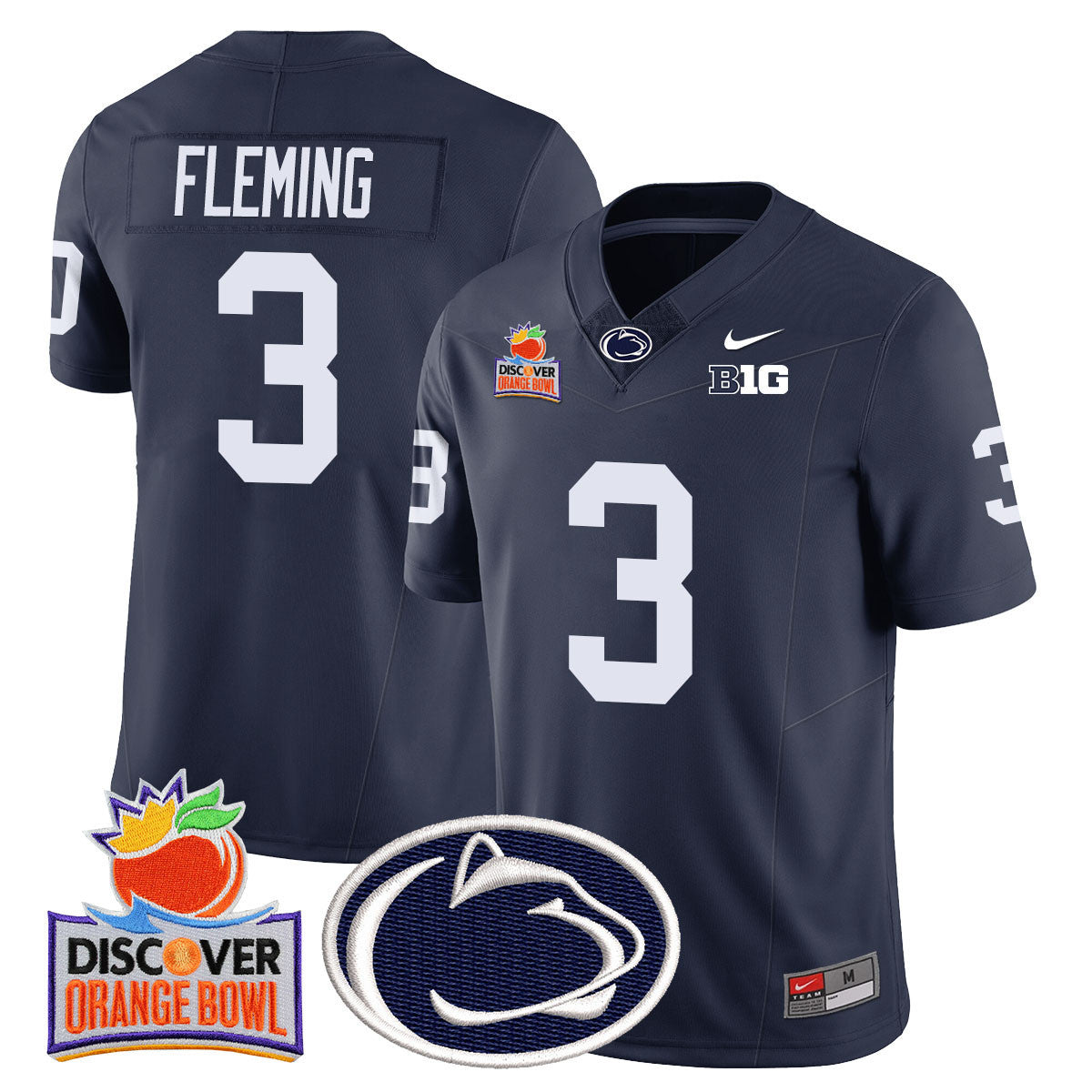 Men's Penn State Nittany Lions 2024 Orange Bowl Jersey N1 - All Stitched
