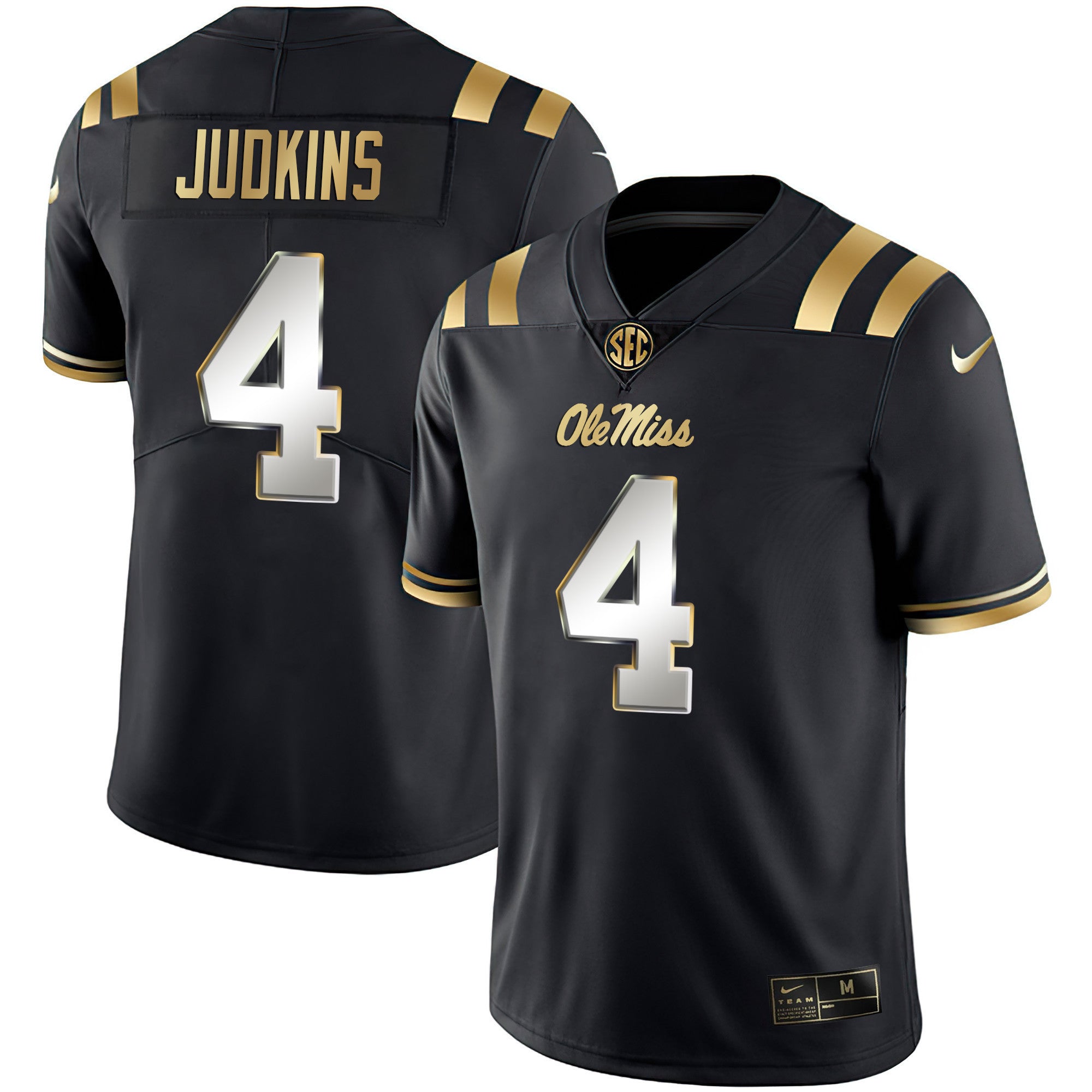Men's Ole Miss Rebels Black Limited & Gold Vapor Jersey - All Stitched