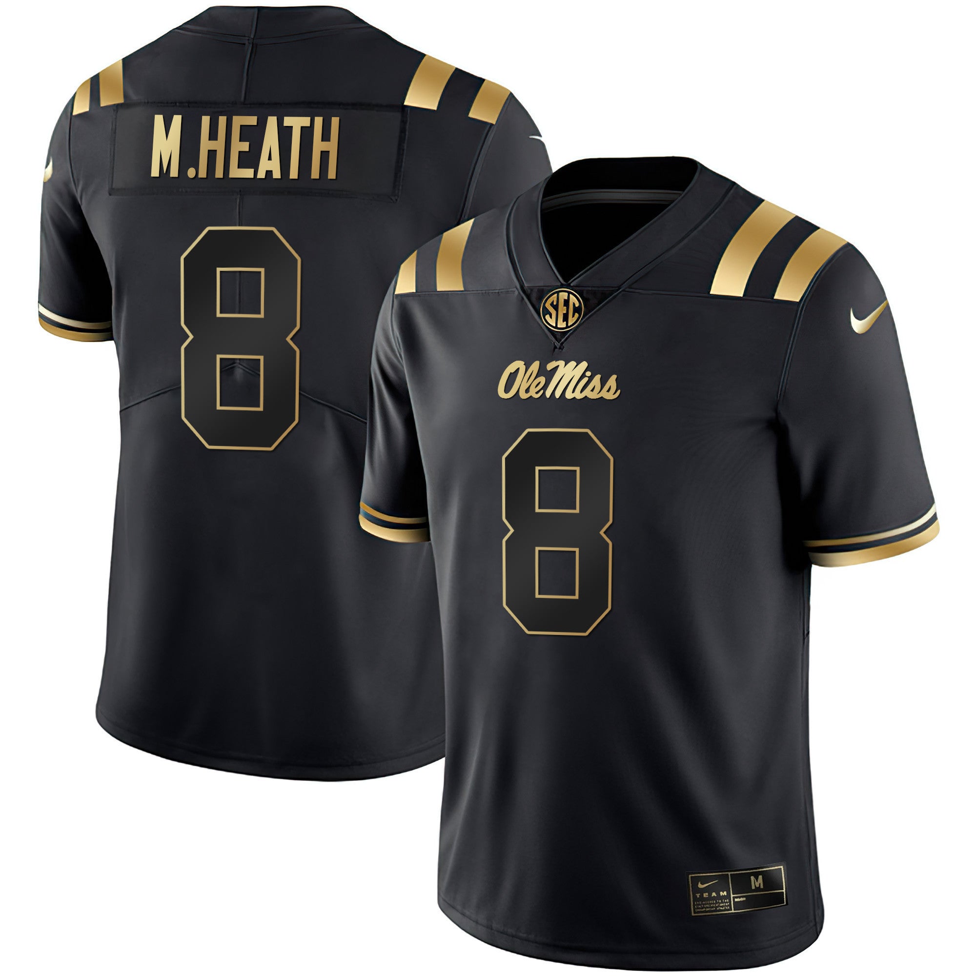 Men's Ole Miss Rebels Black Limited & Gold Vapor Jersey - All Stitched