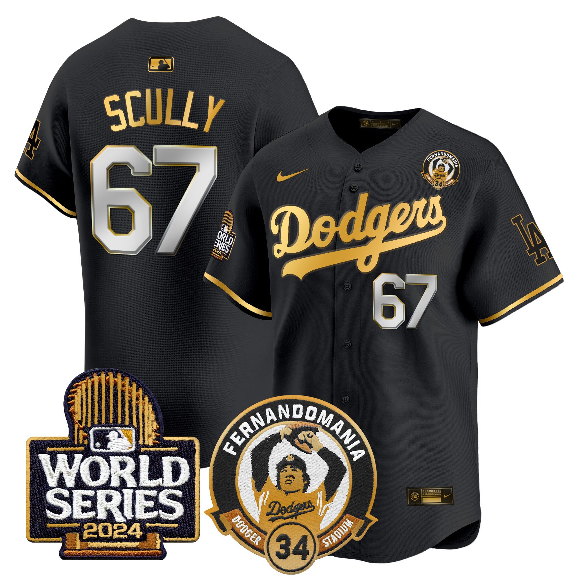 Men's Dodgers Fernando Valenzuela & 2024 World Series Patch Vapor Premier Limited Jersey - All Stitched