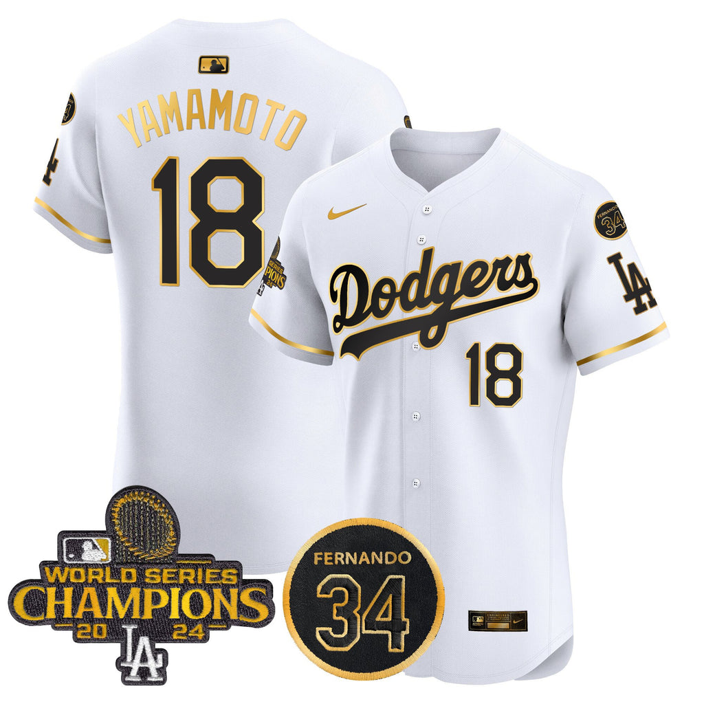 Men's Dodgers 2024 World Series Champions Patch Vapor Premier Elite Jersey V2 - All Stitched