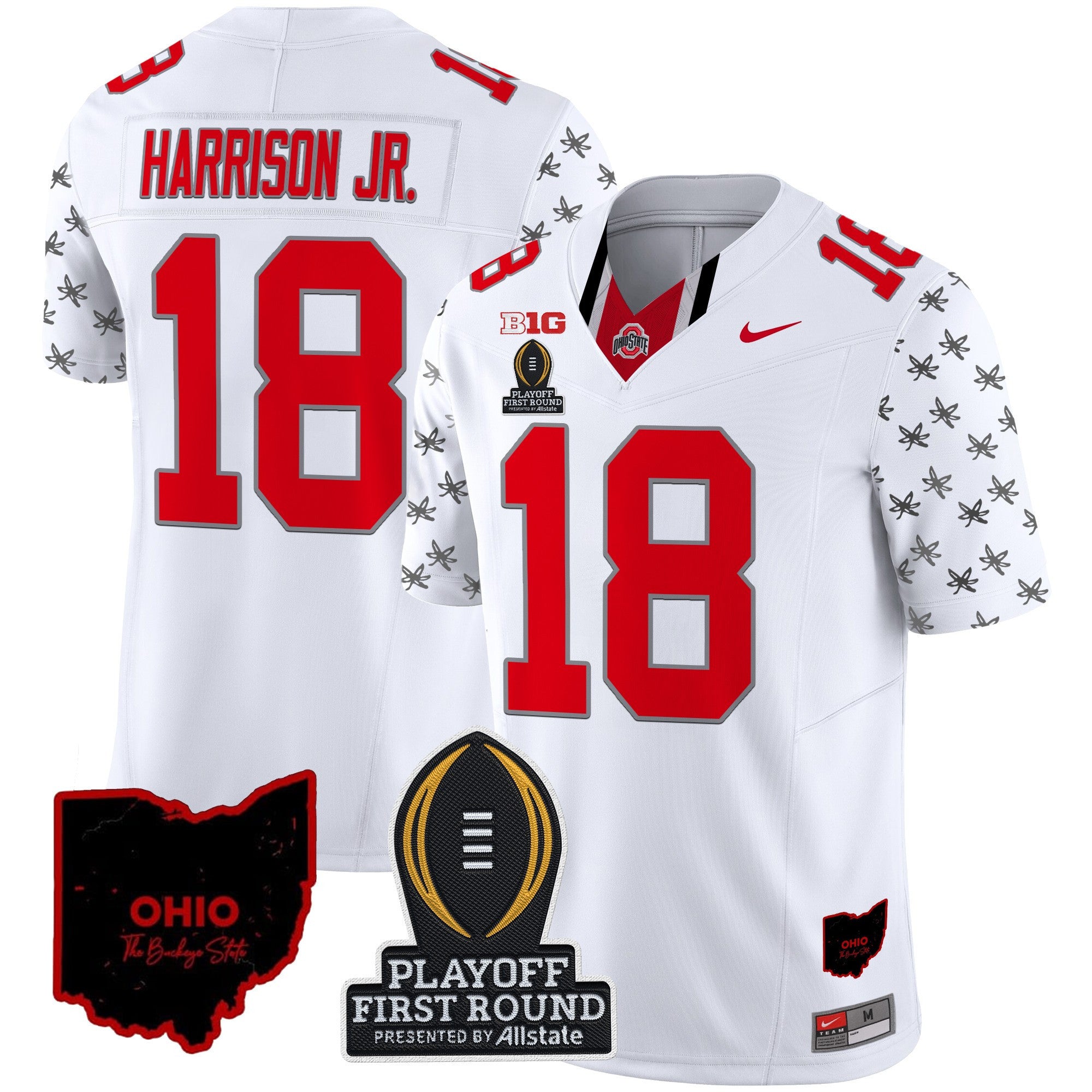 Men's Ohio State Buckeyes 2024 Playoff First Round Patch Vapor Limited Jersey - All Stitched