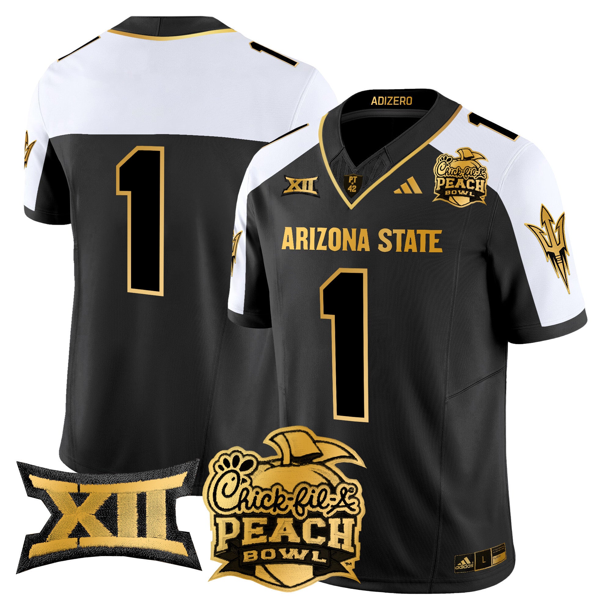 Men's Arizona State Sun Devils 2025 Peach Bowl Gold Vapor Limited Jersey V2 - All Stitched