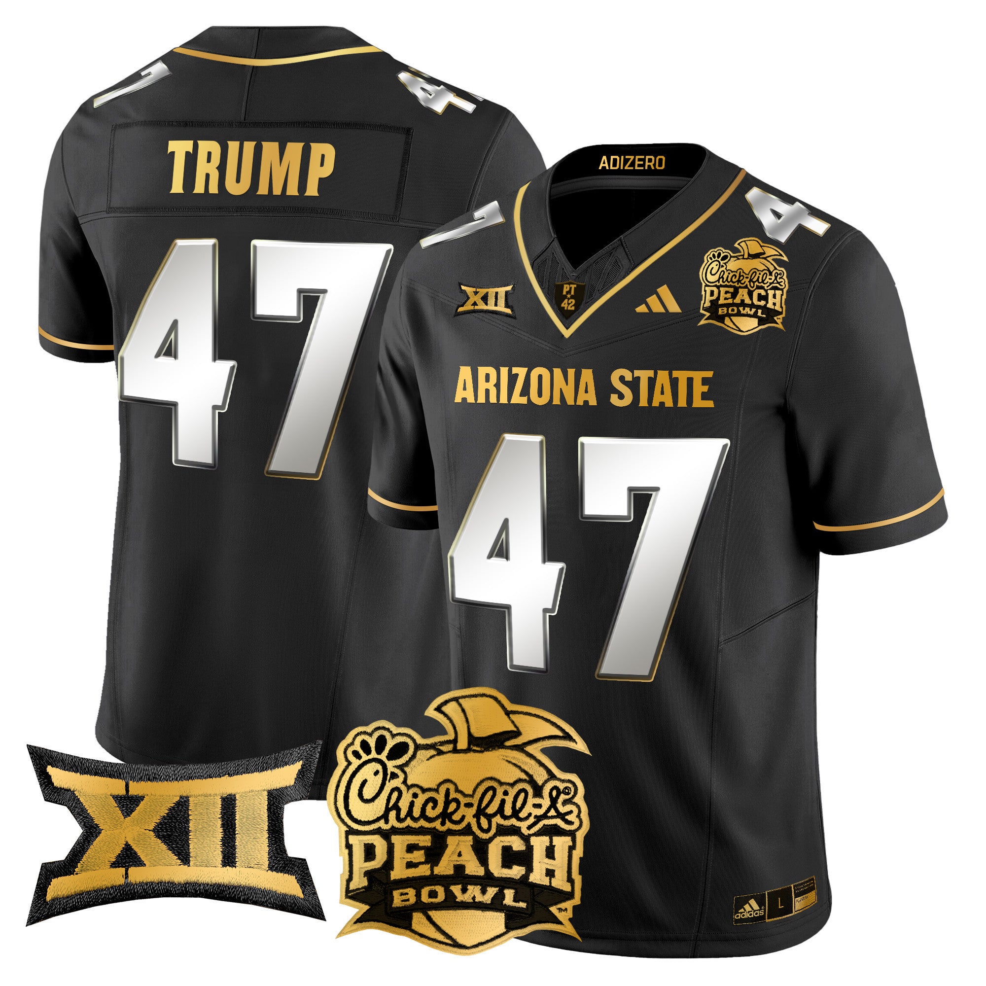 Men's Arizona State Sun Devils 2025 Peach Bowl Gold Vapor Limited Jersey V2 - All Stitched