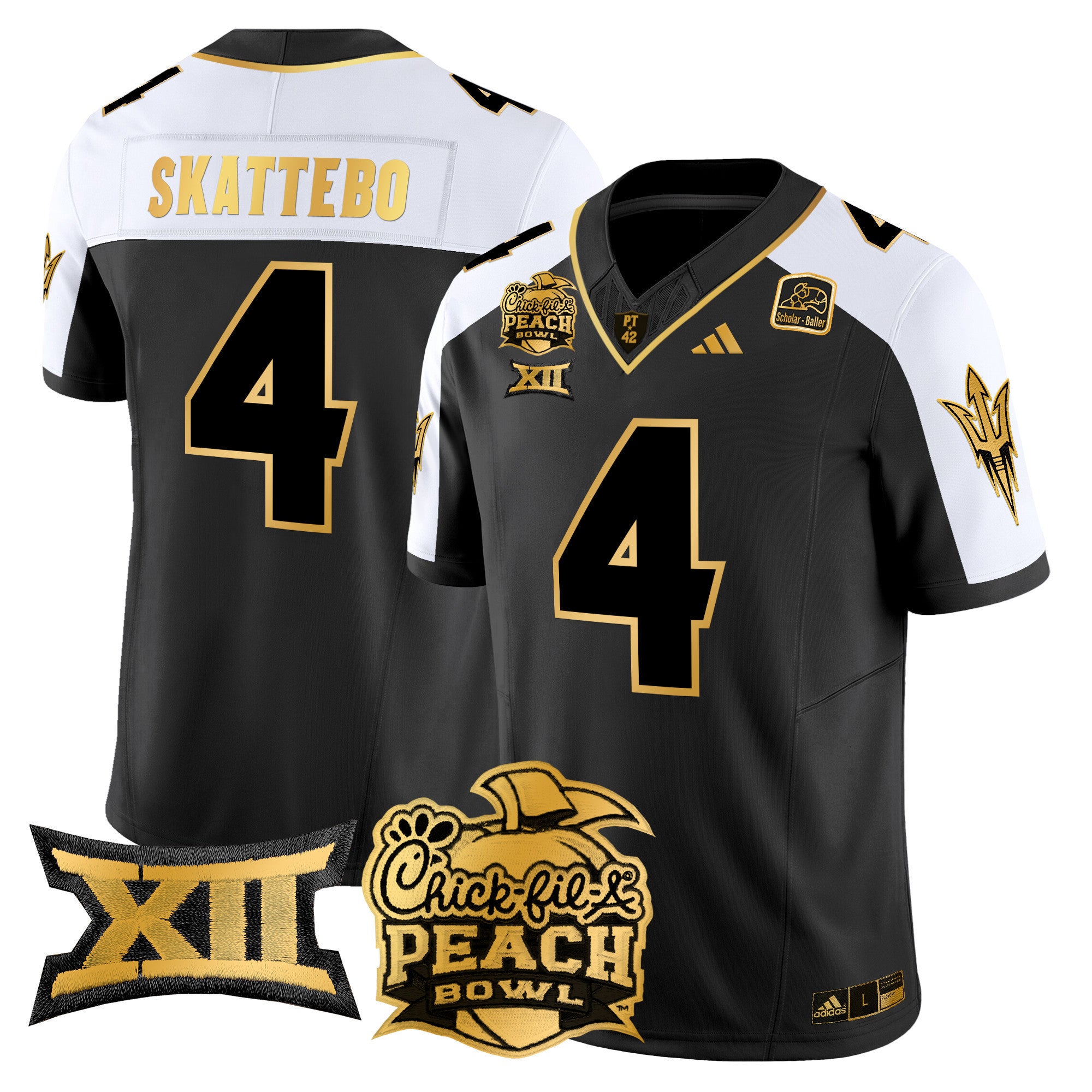 Men's Arizona State Sun Devils 2025 Peach Bowl Gold Vapor Limited Jersey - All Stitched