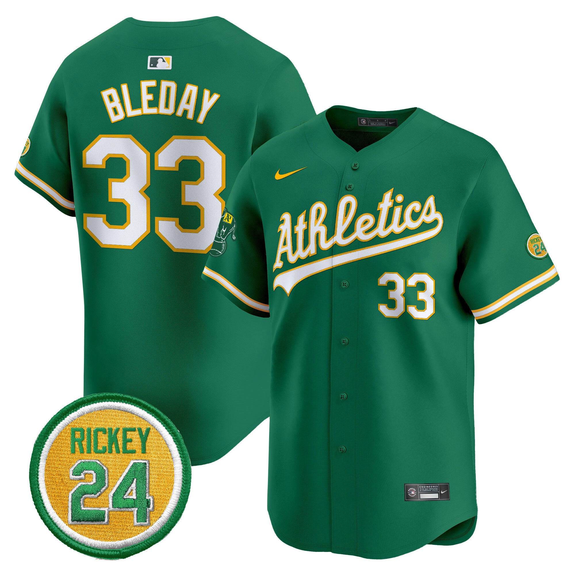 Men's Oakland Athletics Rickey Henderson Patch Vapor Premier Limited Jersey - All Stitched