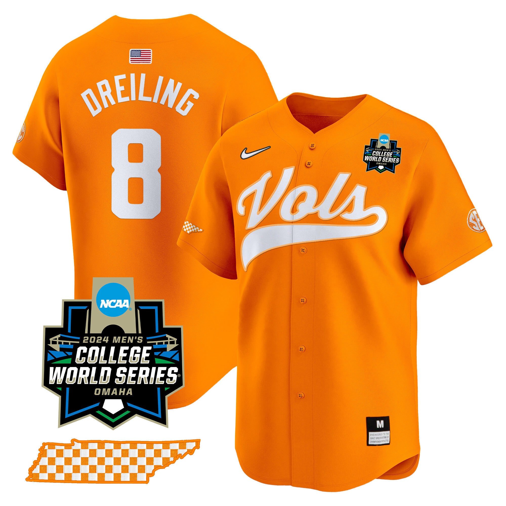 Men's Tennessee Volunteers 2024 College World Series Vapor Premier Limited Jersey V2 - All Stitched