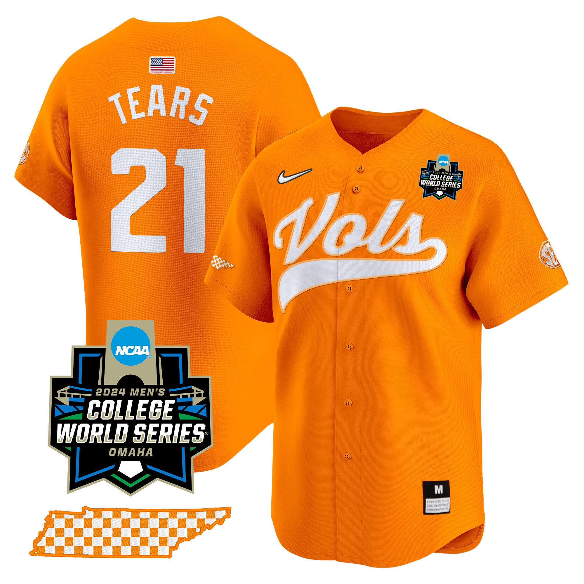 Men's Tennessee Volunteers 2024 College World Series Vapor Premier Limited Jersey V2 - All Stitched