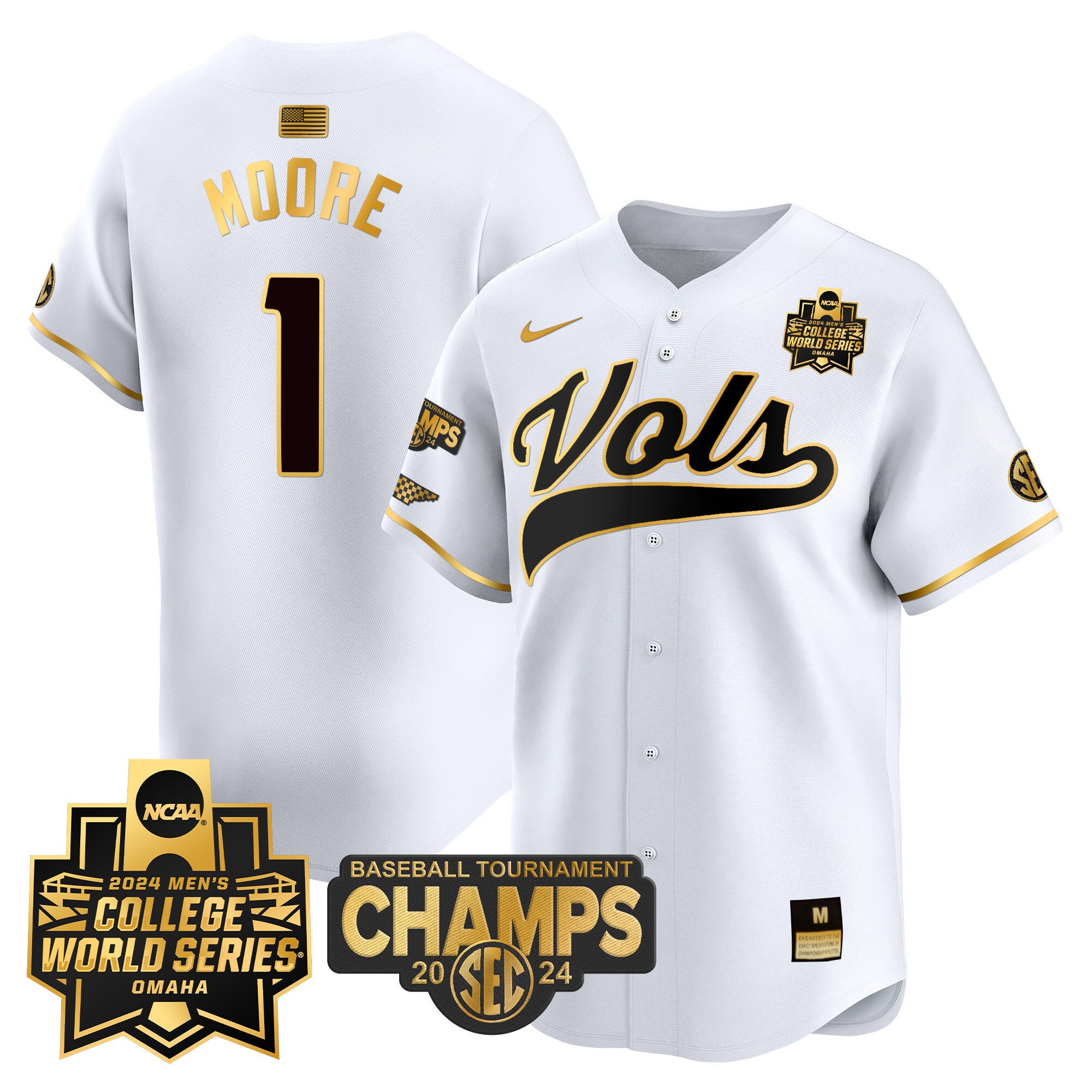 Men's Tennessee Volunteers 2024 Tournament Champs & World Series Vapor Premier Limited Jersey - All Stitched