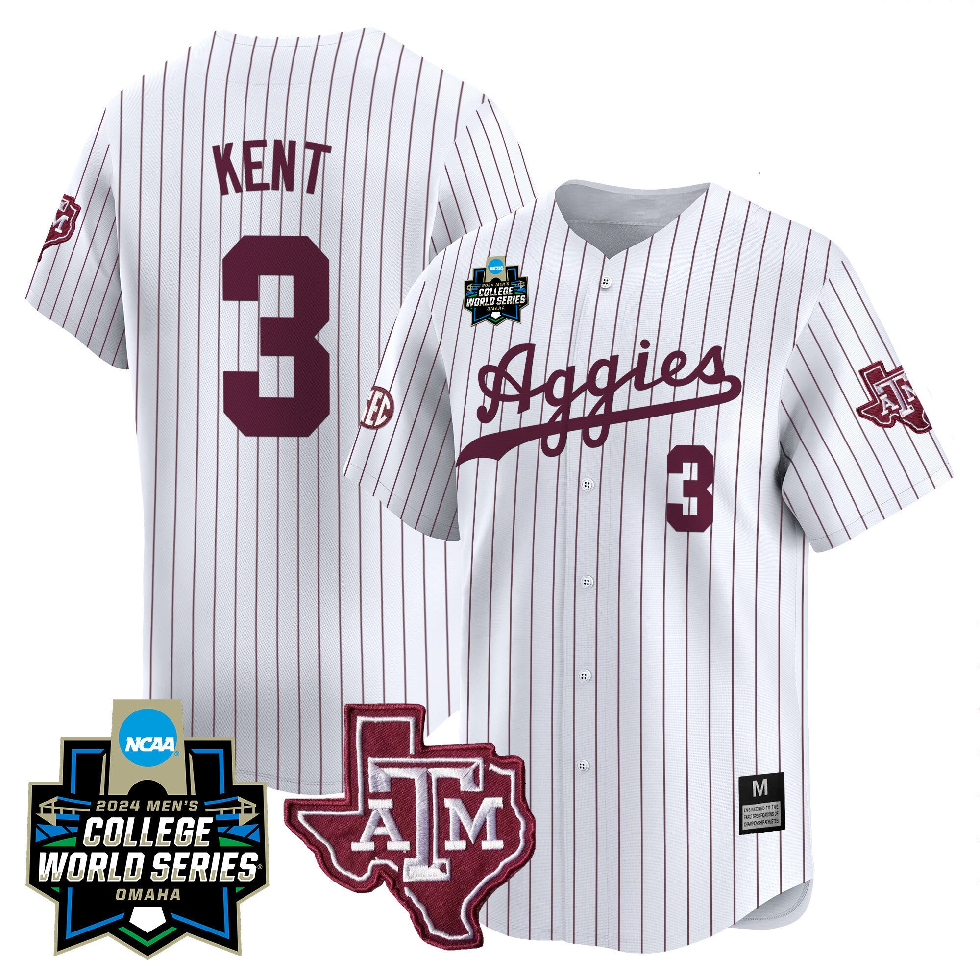 Men's Texas A&M Aggies 2024 College World Series Vapor Premier Limited Jersey - All Stitched