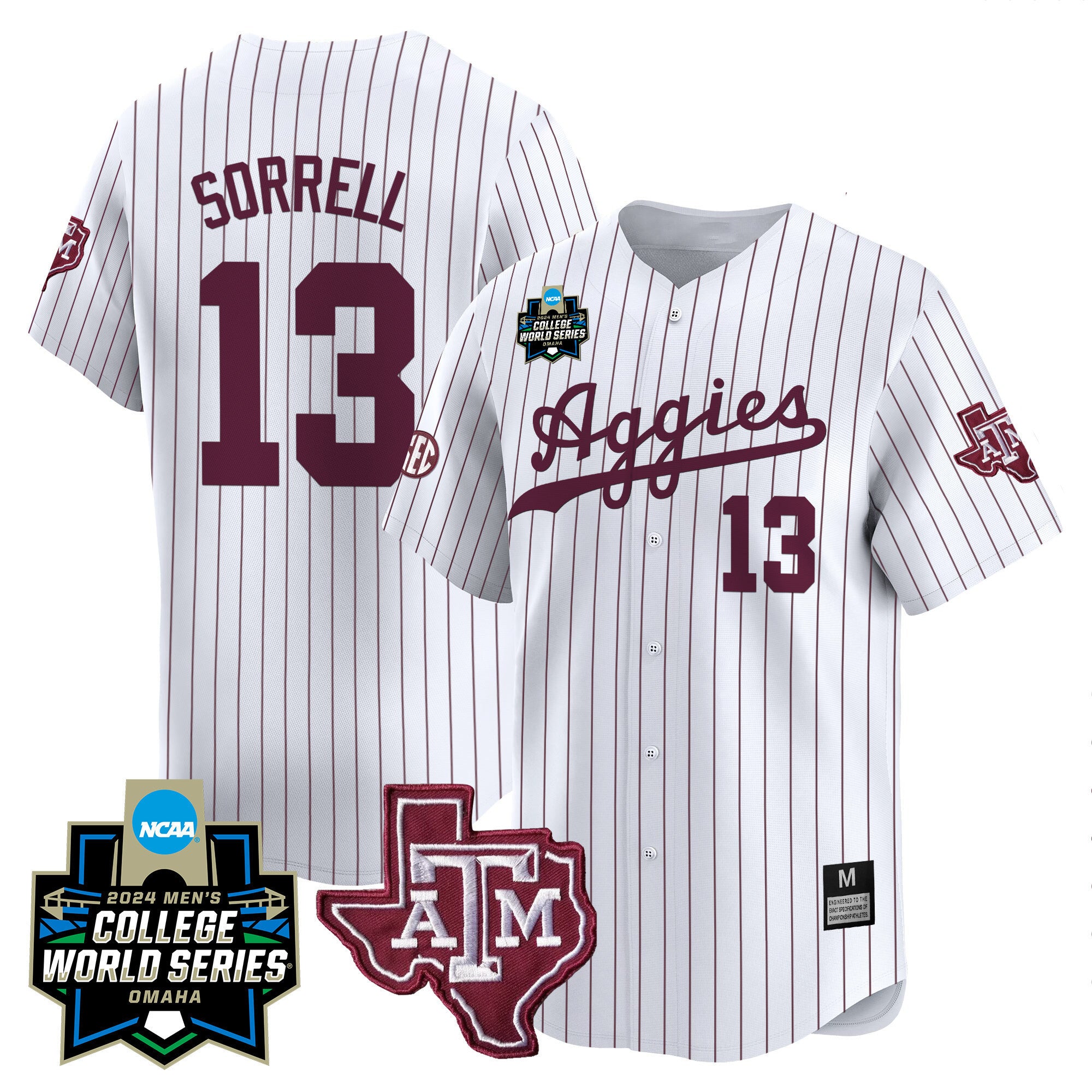 Men's Texas A&M Aggies 2024 College World Series Vapor Premier Limited Jersey - All Stitched