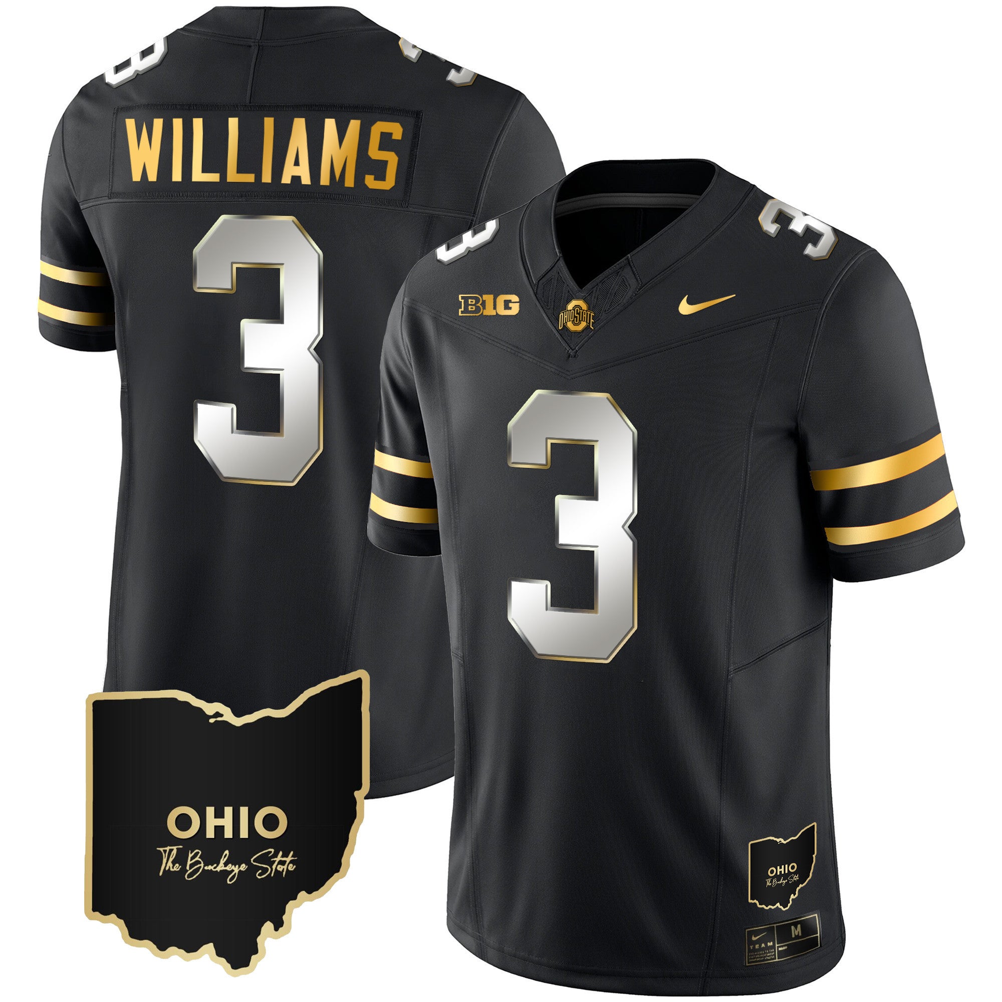 Men's Ohio State Buckeyes 2023 Vapor Limited Gold Jersey - Ohio Patch - All Stitched