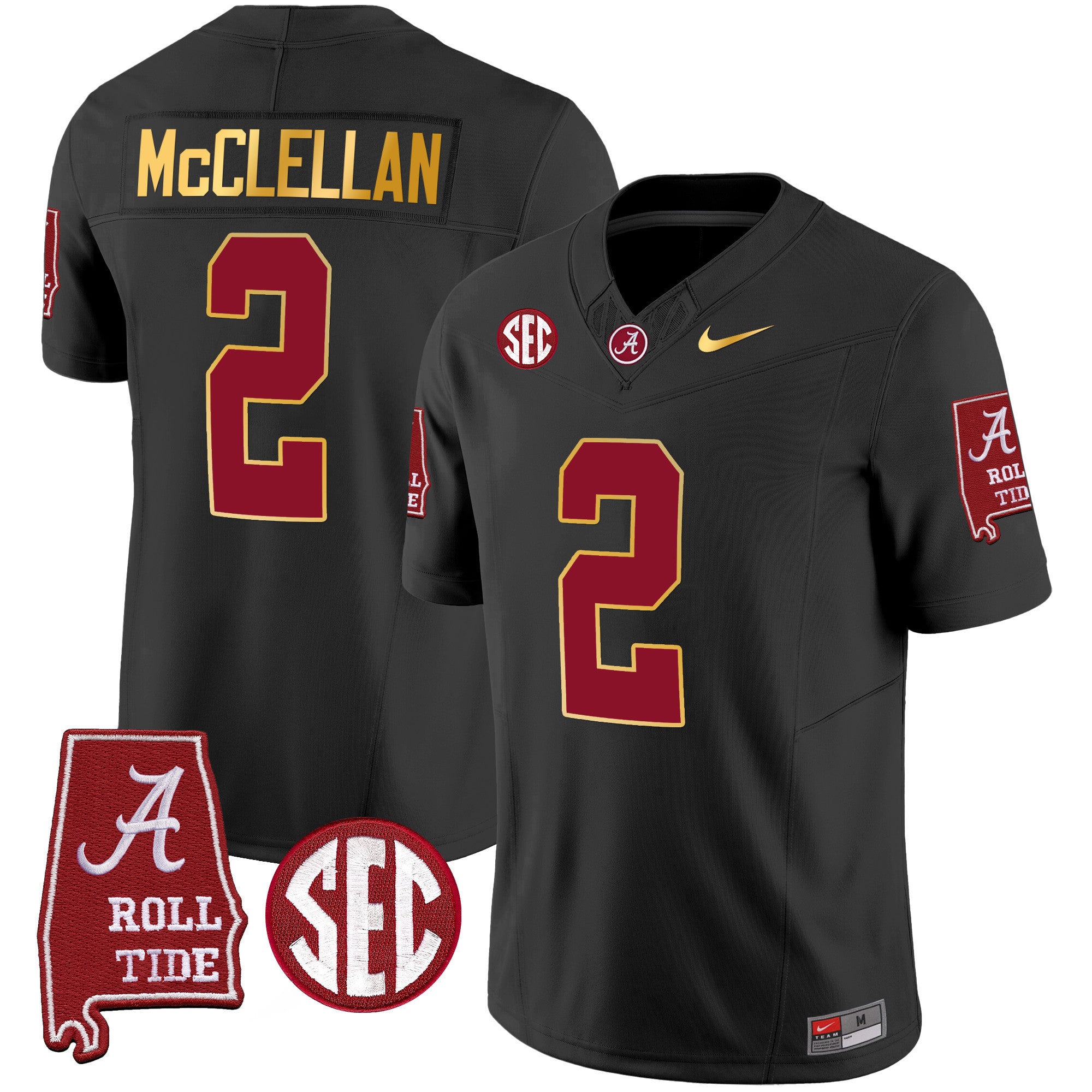 Men's Alabama Crimson Tide Gold Trim Vapor Jersey - Alabama Map - All Stitched
