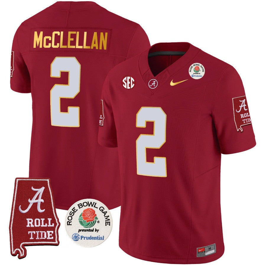 Men's Alabama Crimson Tide Rose Bowl Patch Gold Trim Vapor Limited Jersey - All Stitched