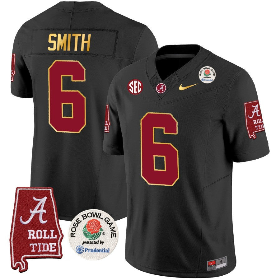 Men's Alabama Crimson Tide Rose Bowl Patch Gold Trim Vapor Limited Jersey - All Stitched