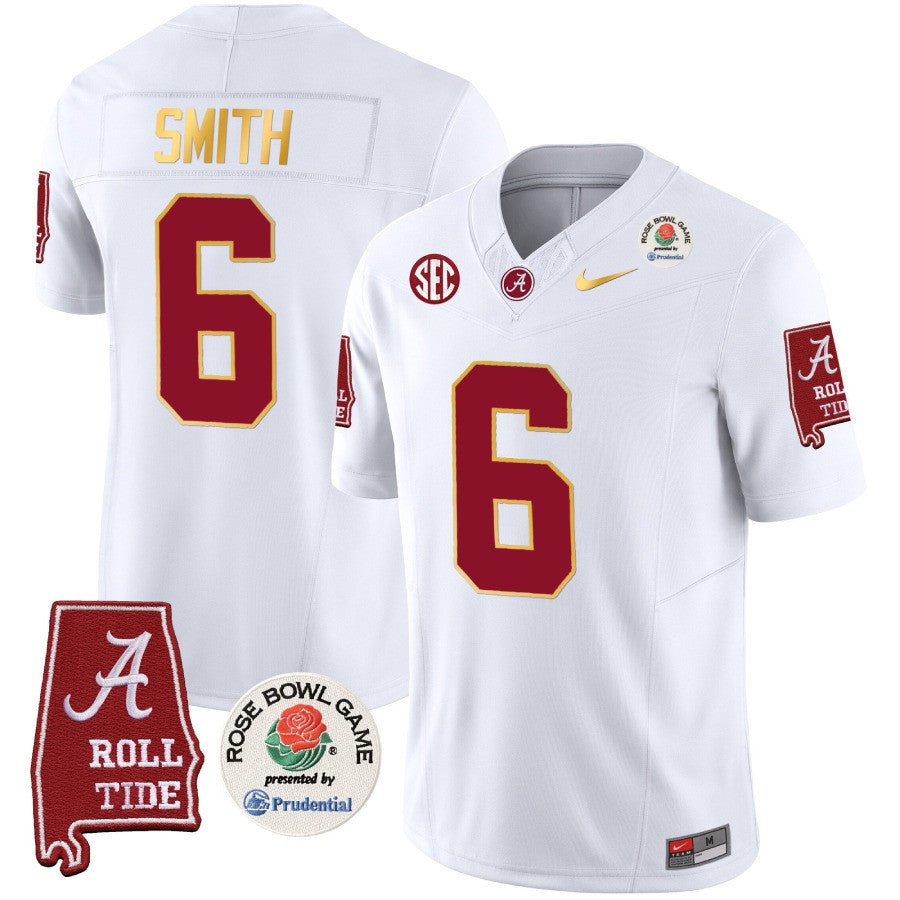 Men's Alabama Crimson Tide Rose Bowl Patch Gold Trim Vapor Limited Jersey - All Stitched