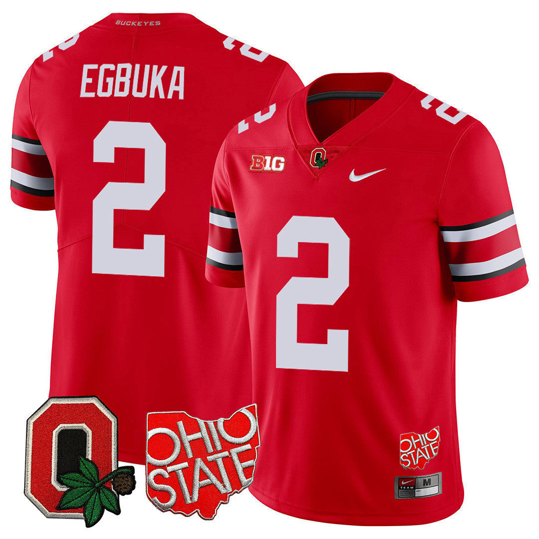 Men's Ohio State Buckeyes Ohio State & Logo Patch Jersey - All Stitched