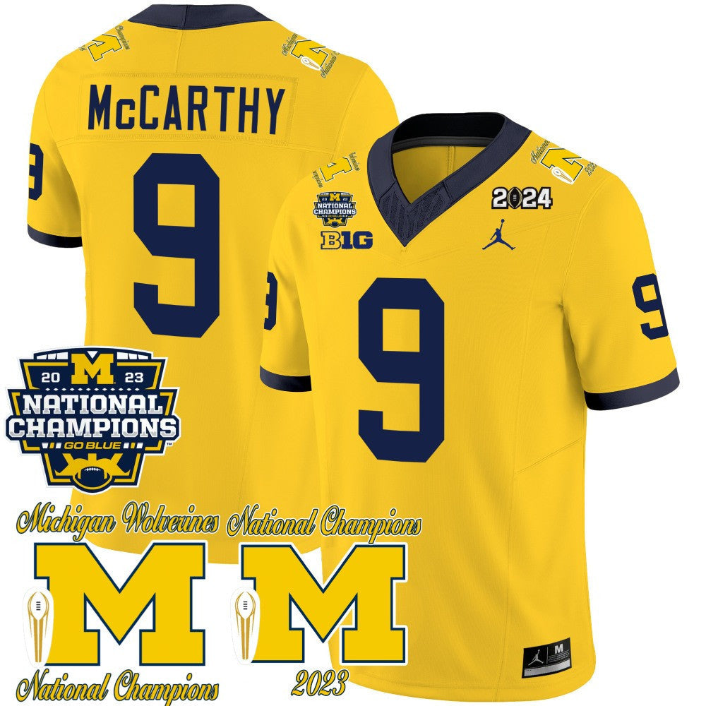 Men's Michigan Wolverines CFP 2023 National Champions Patch Vapor Jersey - All Stitched