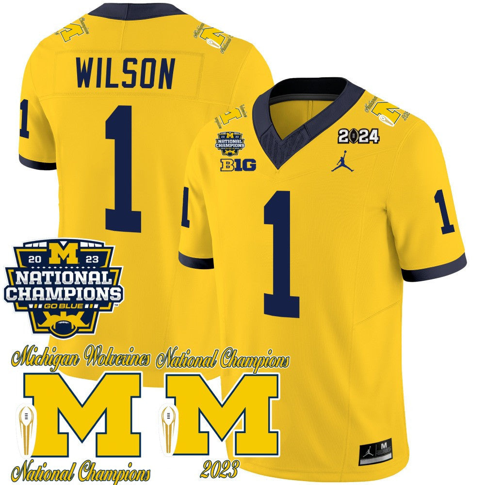 Men's Michigan Wolverines CFP 2023 National Champions Patch Vapor Jersey - All Stitched