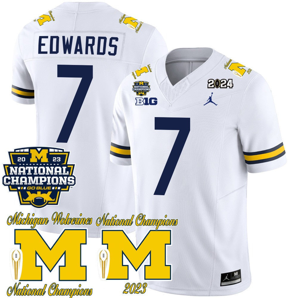Men's Michigan Wolverines CFP 2023 National Champions Patch Vapor Jersey - All Stitched