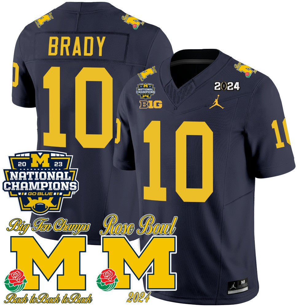 Men's Michigan Wolverines 2023 National Champions & Rose Bowl Patch Vapor Jersey - All Stitched