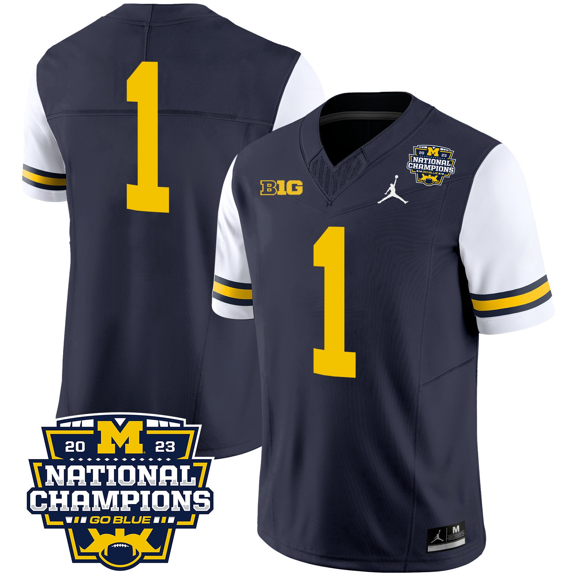 Men's Michigan Wolverines 2023 National Champions Patch Vapor Jersey V2 - All Stitched