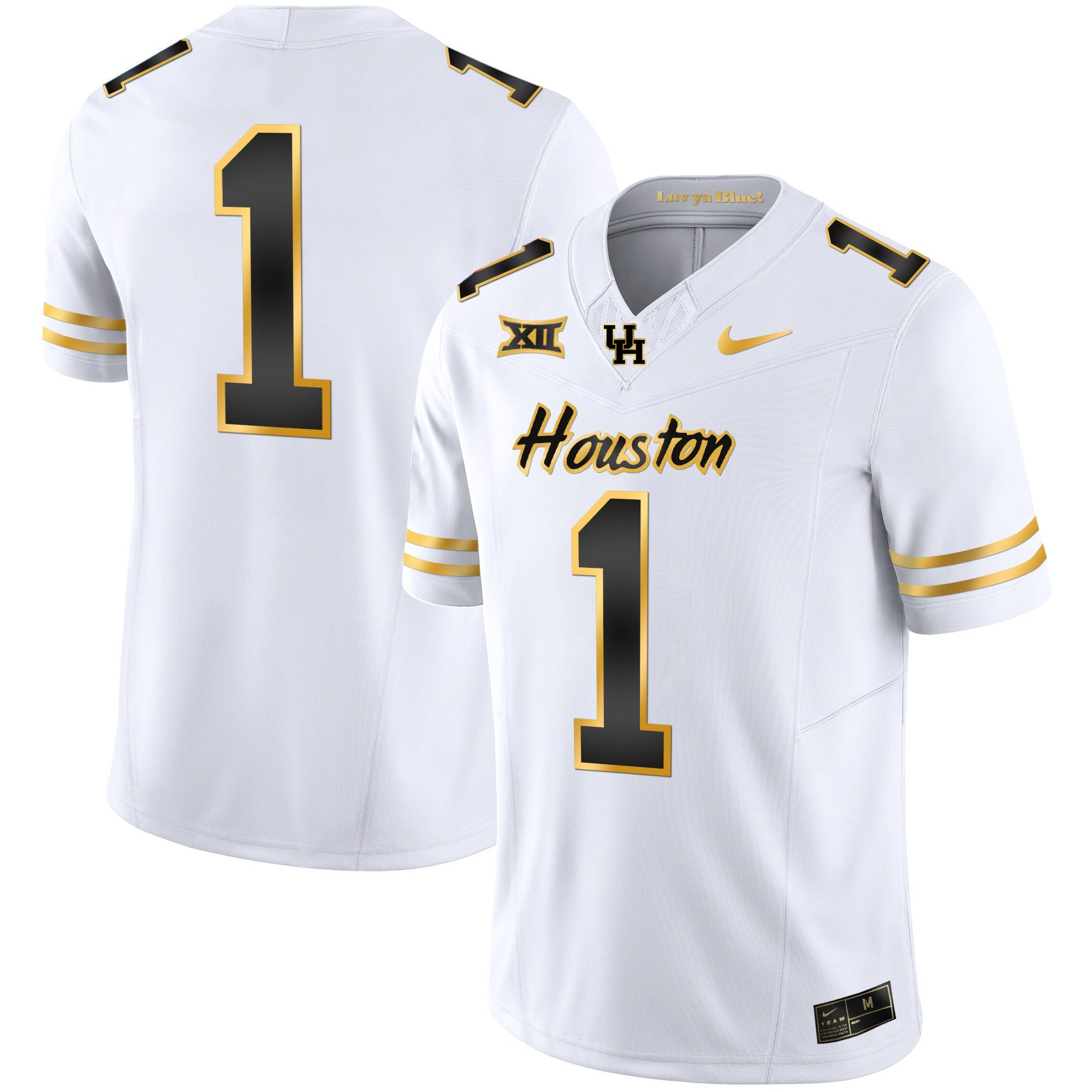 Men's Houston Cougars 2023 Oilers Inspired Gold Jersey - All Stitched