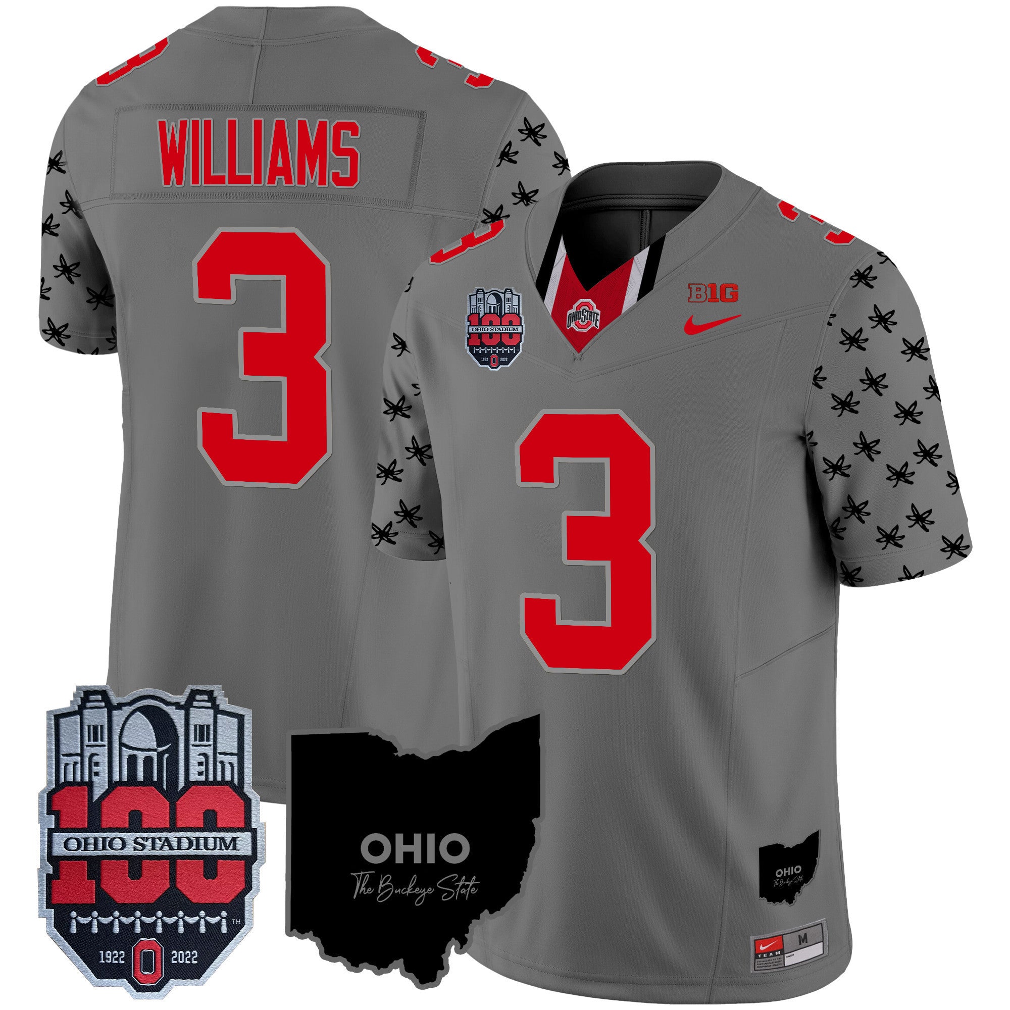 Men's Ohio State Buckeyes 100th Anniversary Patch Vapor Limited Jersey - All Stitched
