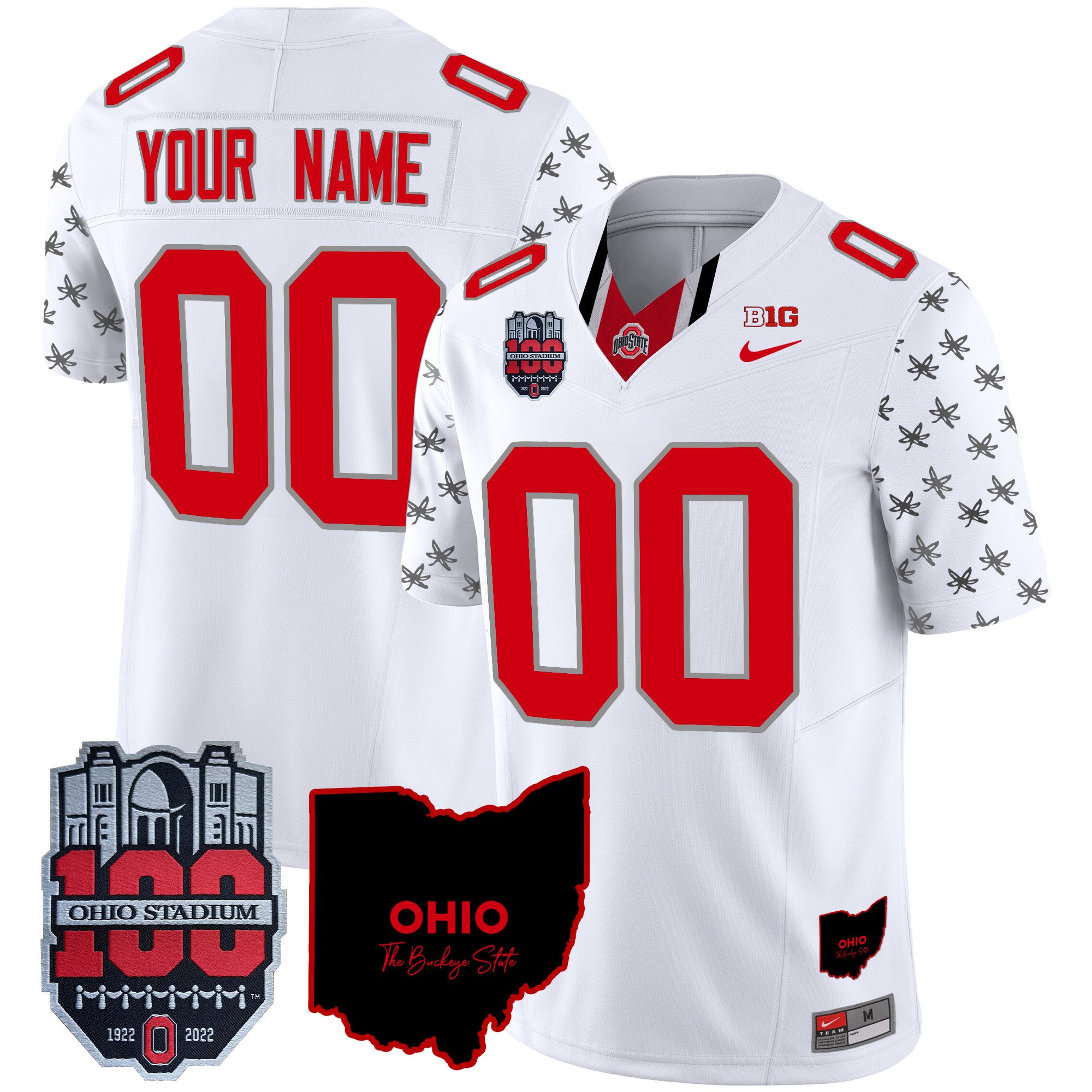 Custom Name/Gender Ohio State Buckeyes 100th Anniversary Patch Vapor Limited Jersey - All Stitched