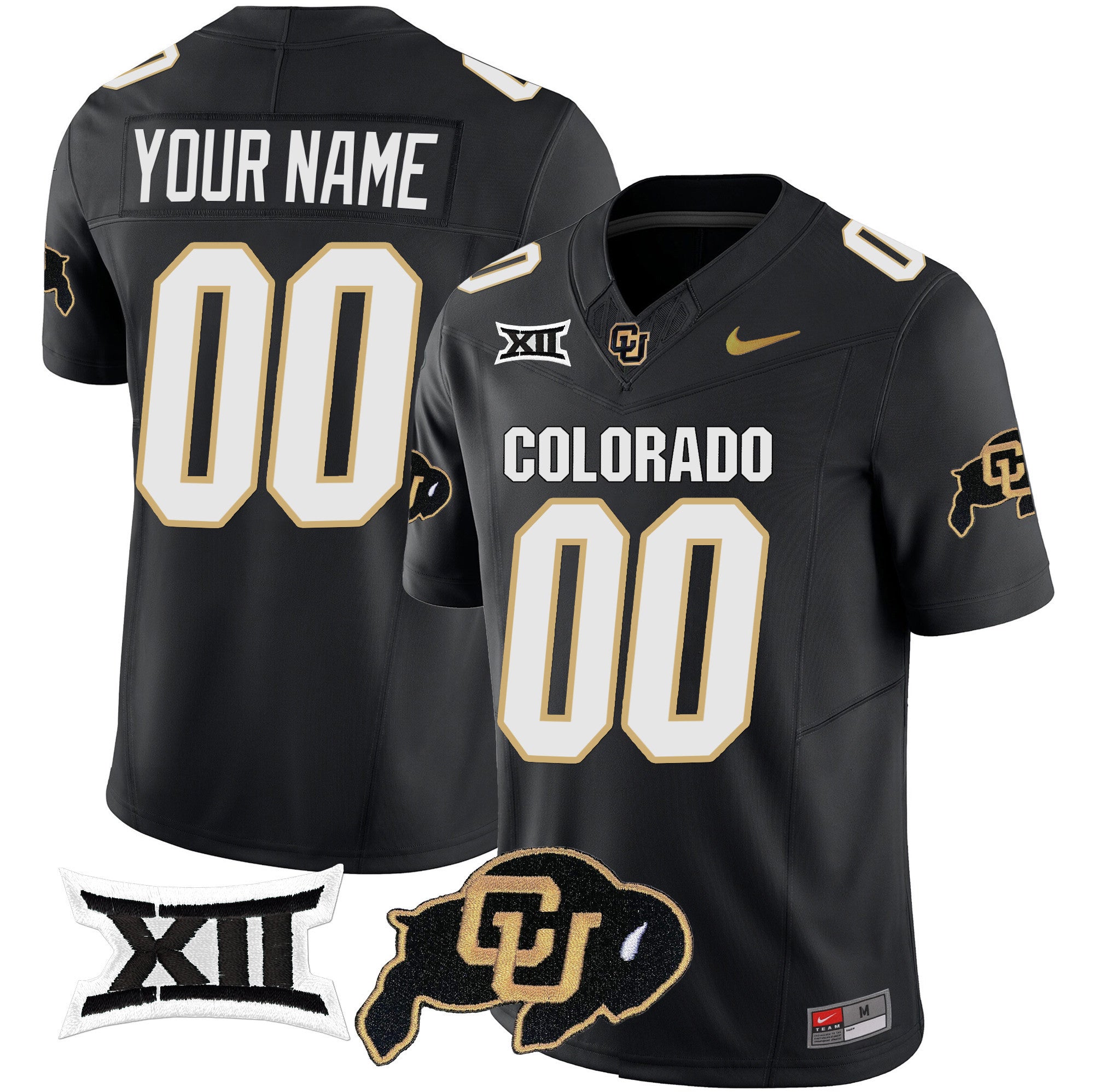 Custom Name/Gender Colorado Buffaloes Vapor Limited Jersey V2 - Big 12 XII Patch - All Stitched
