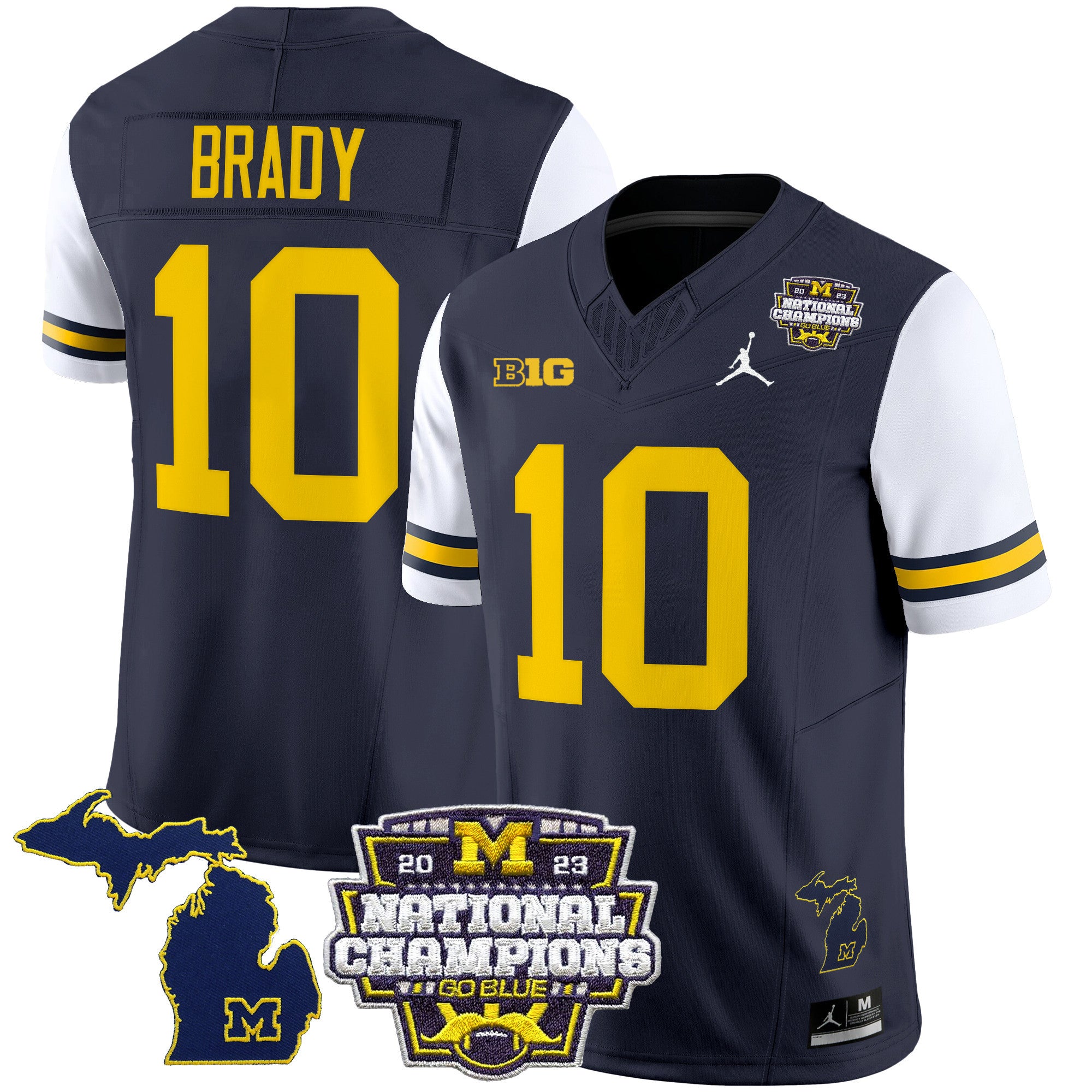 Men's Michigan Wolverines 2023 National Champions Patch Vapor Jersey V6 - All Stitched