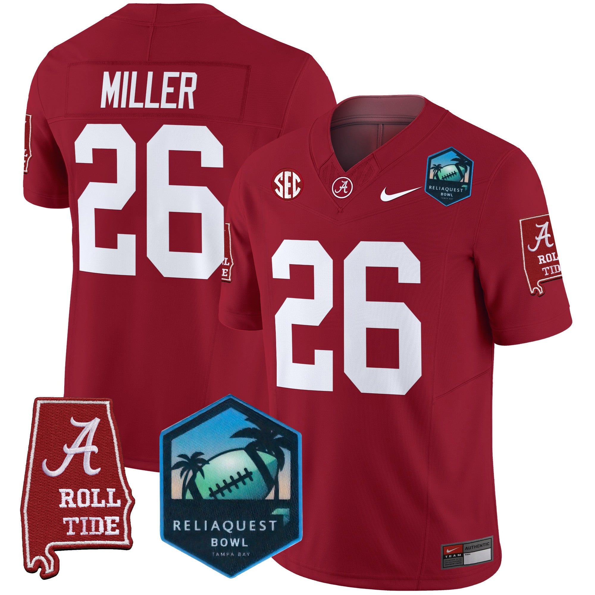 Men's Alabama Crimson Tide 2025 ReliaQuest Bowl Patch Vapor Limited Jersey - All Stitched