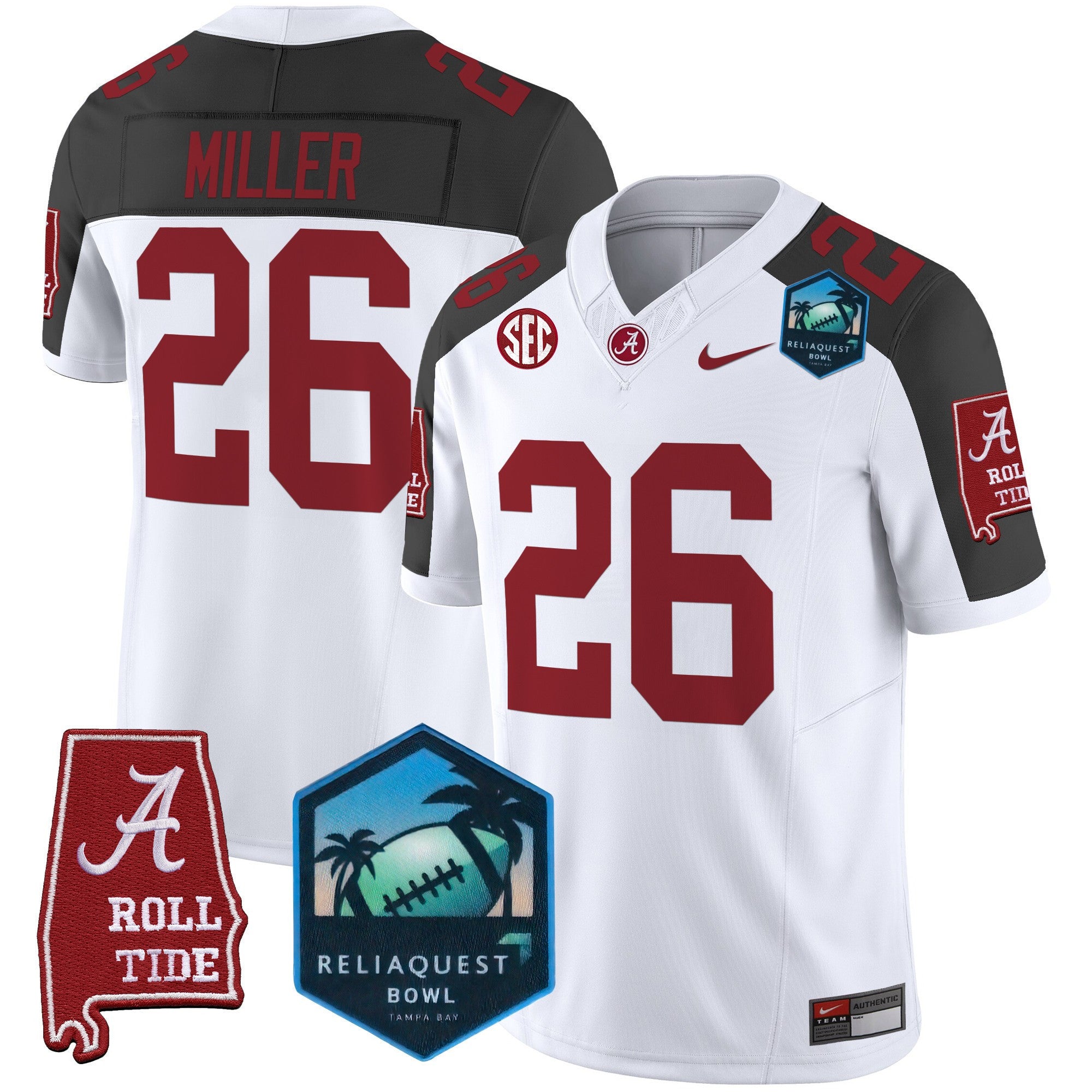 Men's Alabama Crimson Tide 2025 ReliaQuest Bowl Patch Vapor Limited Jersey - All Stitched