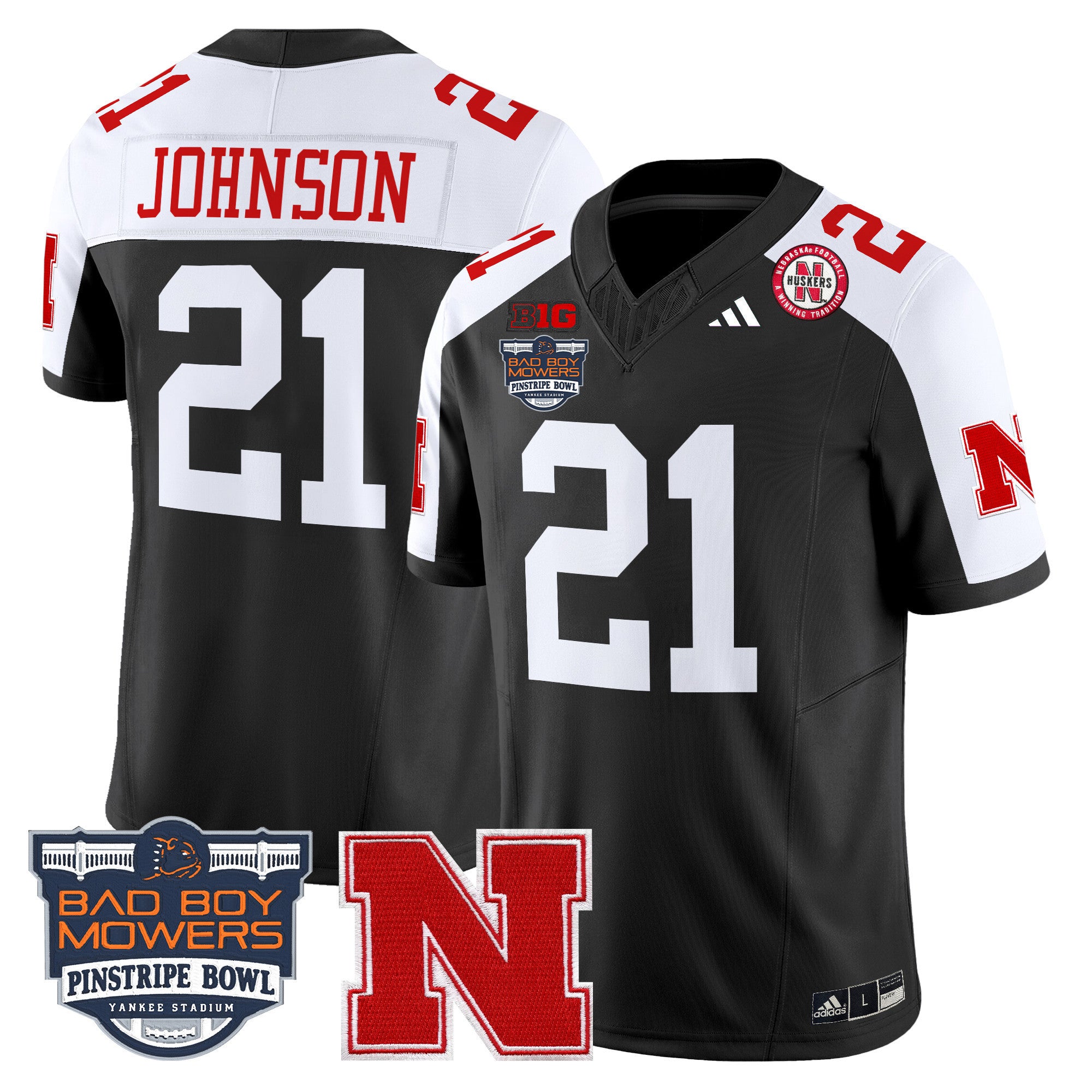 Men's Nebraska Cornhuskers 2025 Pinstripe Bowl Patch Vapor Limited Jersey - All Stitched