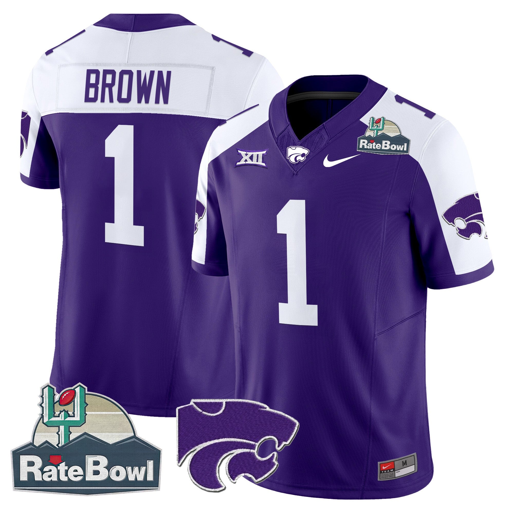 Men's Kansas State Wildcats 2025 Rate Bowl Patch Vapor Limited Jersey - All Stitched
