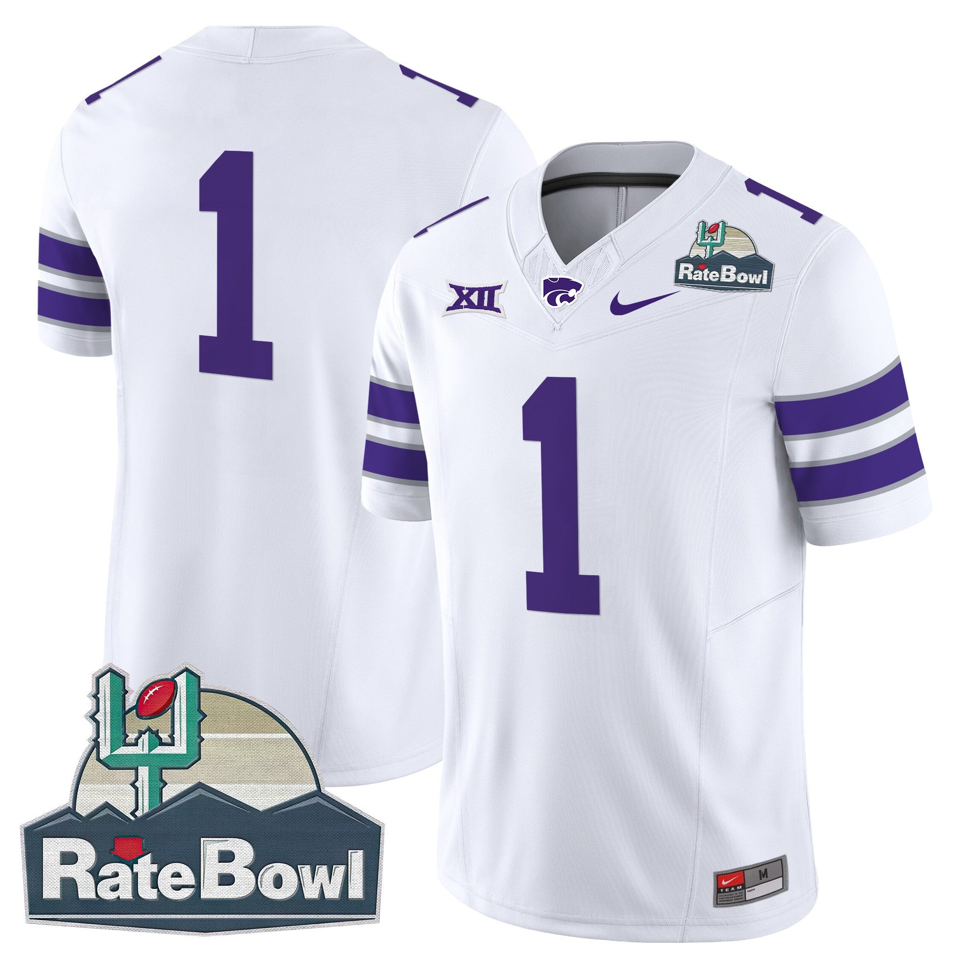 Men's Kansas State Wildcats 2025 Rate Bowl Patch Vapor Limited Jersey - All Stitched