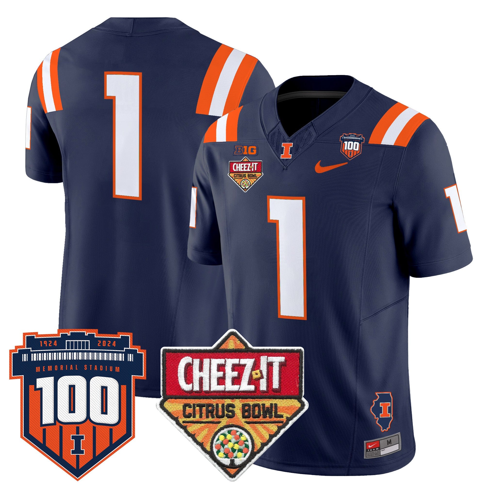 Men's Illinois Fighting Illini 2025 Cheez-It Citrus Bowl Patch Vapor Limited Jersey - All Stitched